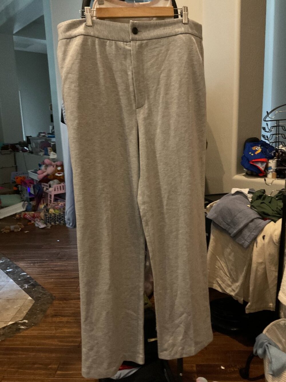 Halogen Nordstrom Wide Leg Pants Heather Gray Size XL Button Closure